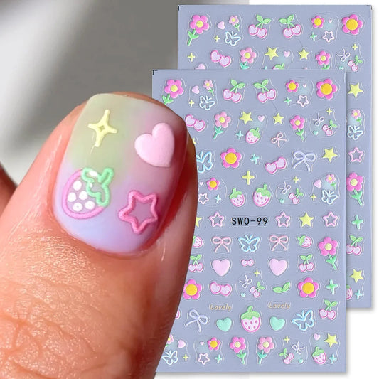 Cherry Strawberry Nail Stickers