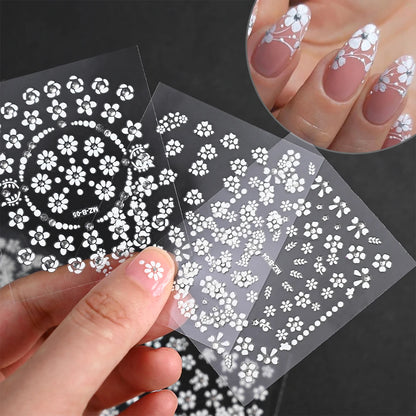 White Flower Nail Stickers