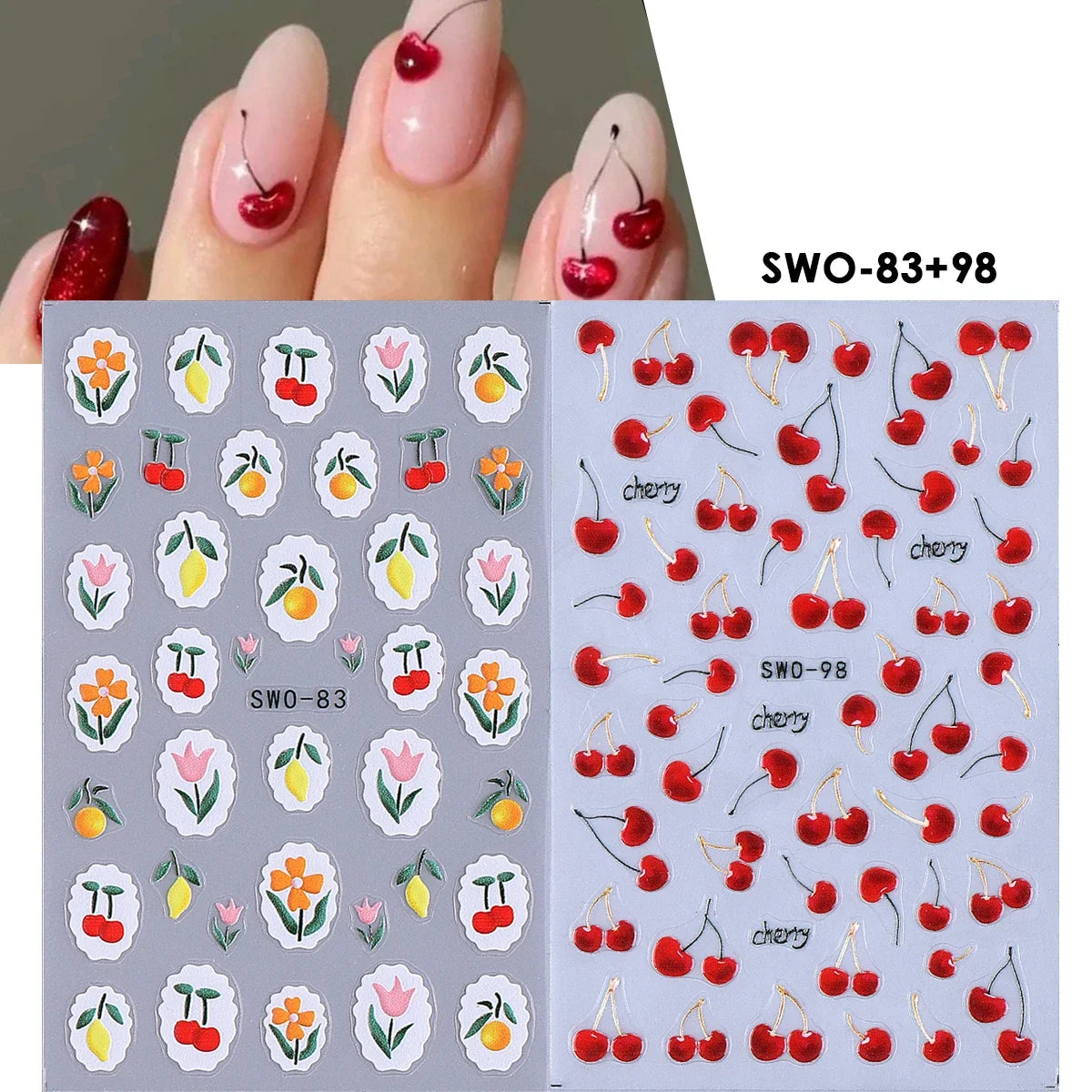 Cherry Strawberry Nail Stickers