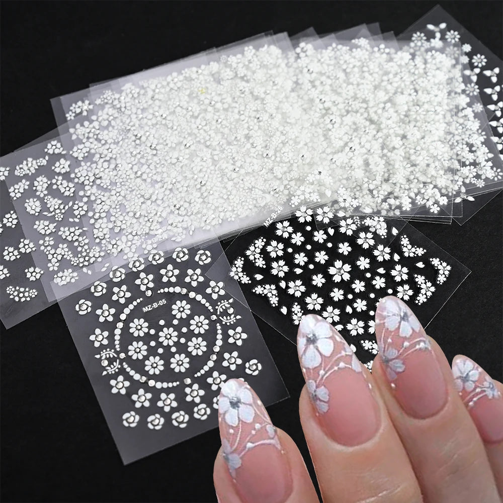 White Flower Nail Stickers