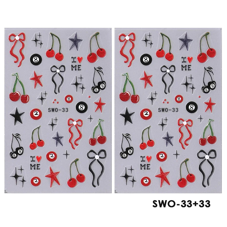 Cherry Strawberry Nail Stickers