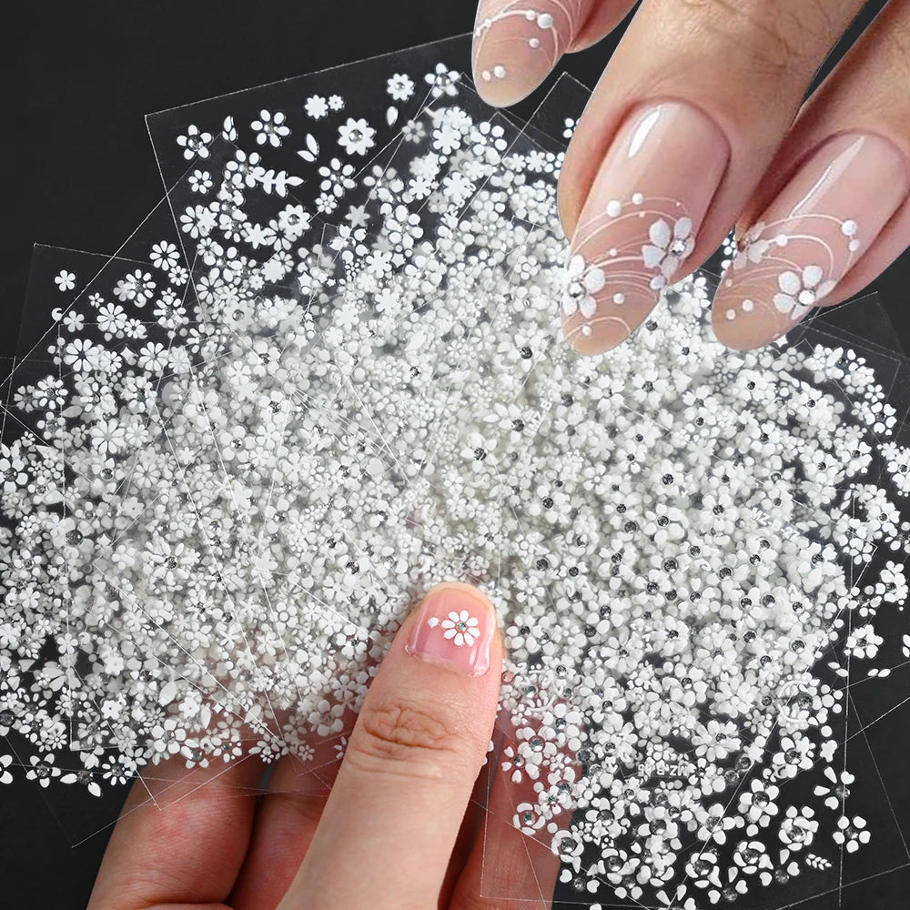White Flower Nail Stickers