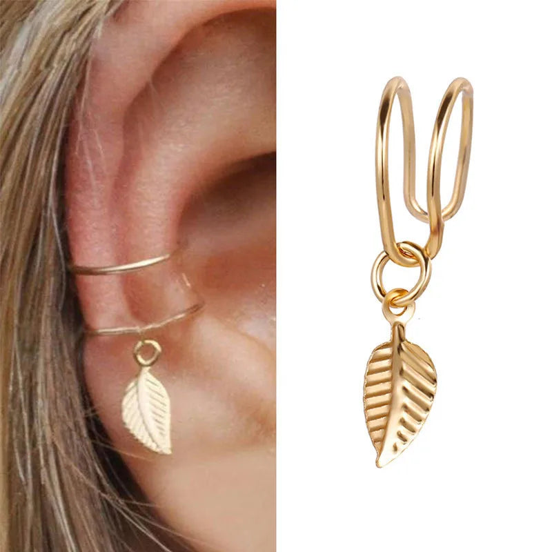 Gold Silver Leaf Earrings
