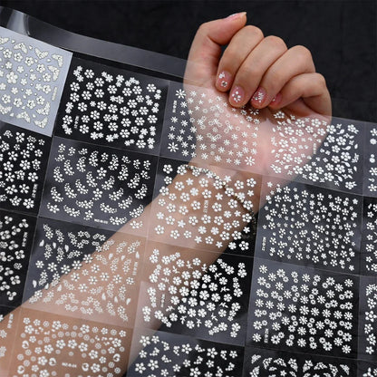 White Flower Nail Stickers