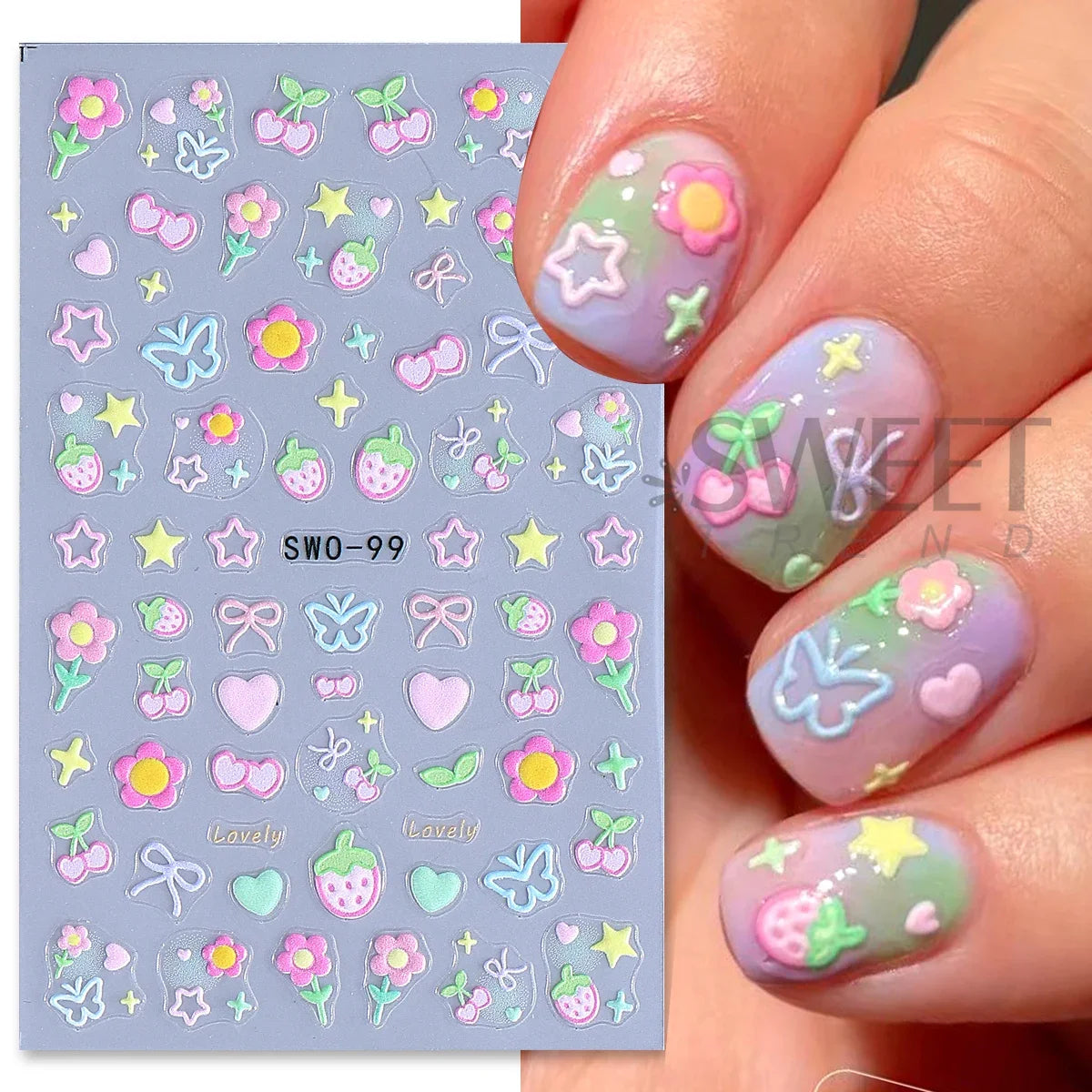 Cherry Strawberry Nail Stickers