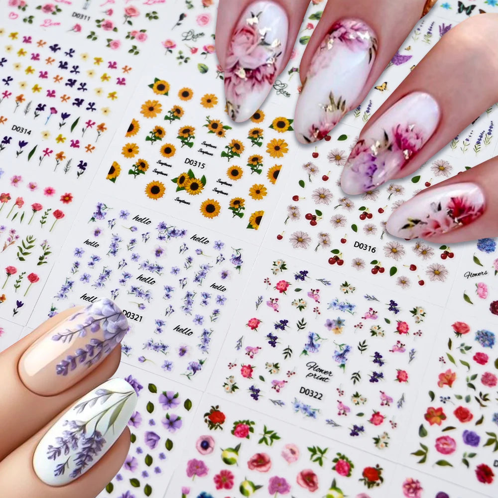 White Flower Nail Stickers