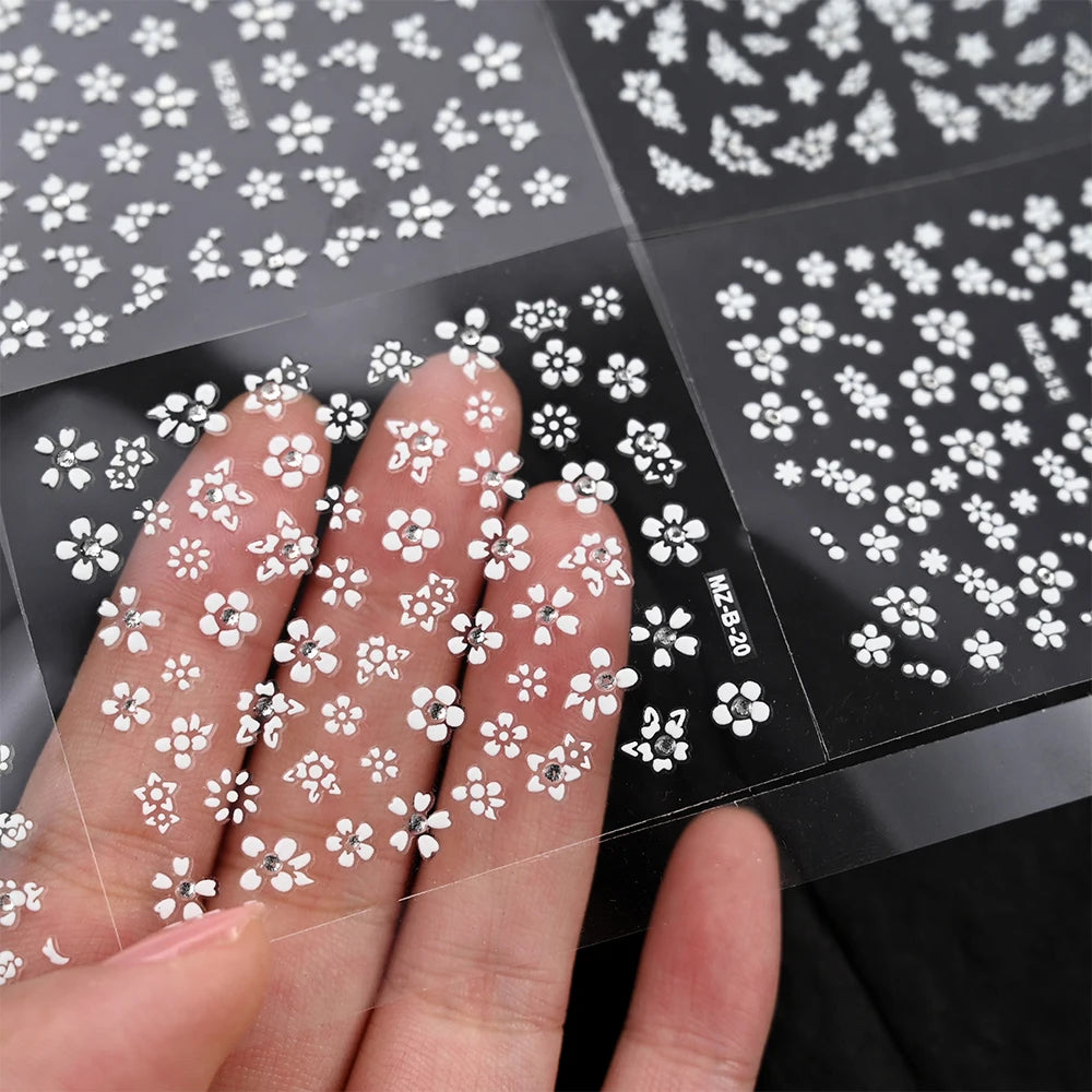 White Flower Nail Stickers