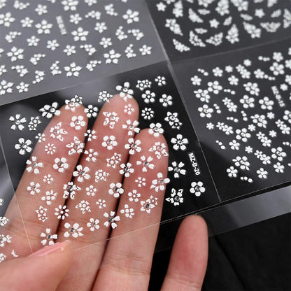 White Flower Nail Stickers